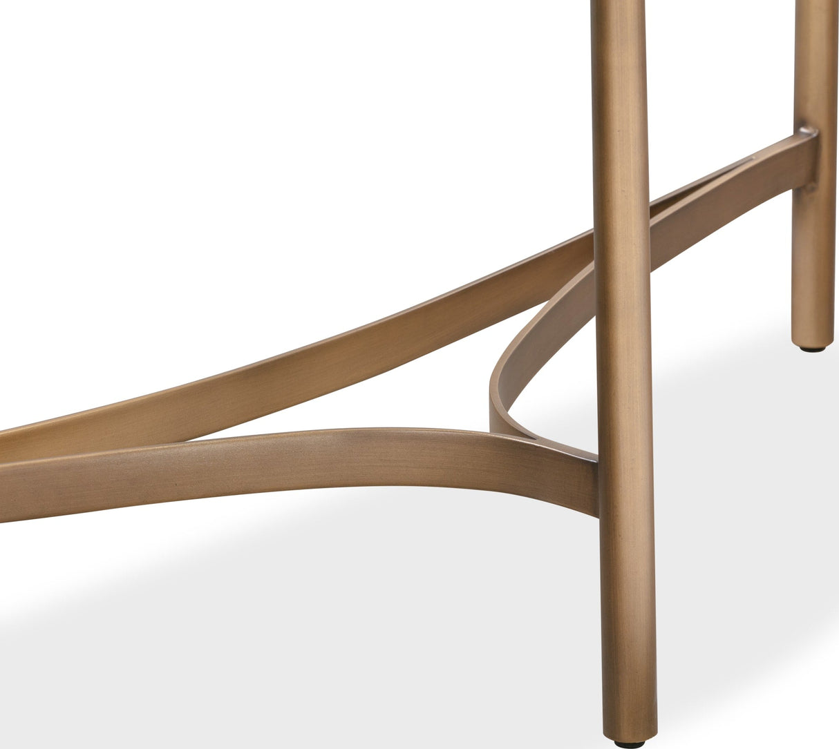 Lyon White/Brushed Bronze Semi-Circular Concrete and Metal Console Table by Modus Furniture at Eve Furniture