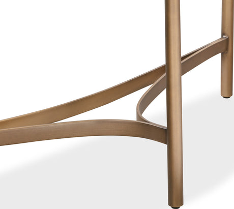 Lyon White/Brushed Bronze Semi-Circular Concrete and Metal Console Table by Modus Furniture at Eve Furniture