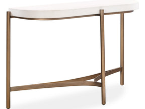 Lyon White/Brushed Bronze Semi-Circular Concrete and Metal Console Table by Modus Furniture at Eve Furniture