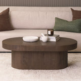 Lyonne Oblong Medium Brown Oak Wood Coffee Table by Mercana at Eve Furniture