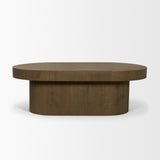 Lyonne Oblong Medium Brown Oak Wood Coffee Table by Mercana at Eve Furniture