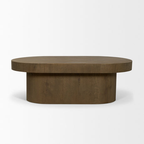 Lyonne Oblong Medium Brown Oak Wood Coffee Table by Mercana at Eve Furniture