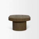 Lyonne Oblong Medium Brown Oak Wood Coffee Table by Mercana at Eve Furniture