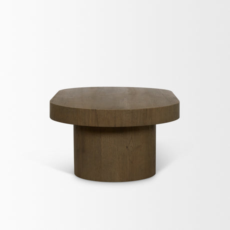 Lyonne Oblong Medium Brown Oak Wood Coffee Table by Mercana at Eve Furniture