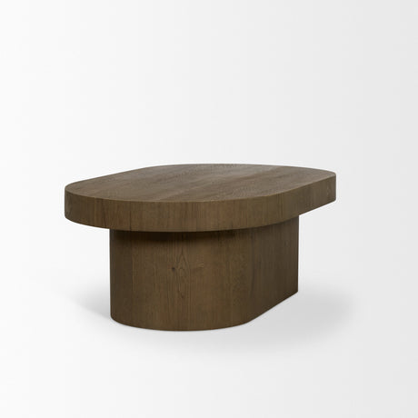 Lyonne Oblong Medium Brown Oak Wood Coffee Table by Mercana at Eve Furniture