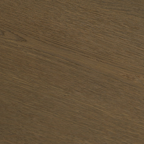 Lyonne Round Medium Brown Oak Wood Pedestal Dining Table by Mercana at Eve Furniture
