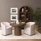 Lyonne 42" Round Medium Brown Oak Wood Pedestal Dining Table by Mercana at Eve Furniture