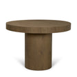 Lyonne 42" Round Medium Brown Oak Wood Pedestal Dining Table by Mercana at Eve Furniture