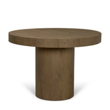 Lyonne 42" Round Medium Brown Oak Wood Pedestal Dining Table by Mercana at Eve Furniture