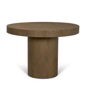 Lyonne 42" Round Medium Brown Oak Wood Pedestal Dining Table by Mercana at Eve Furniture