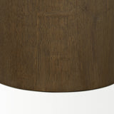 Lyonne Round Medium Brown Oak Wood Pedestal Side Tables by Mercana at Eve Furniture