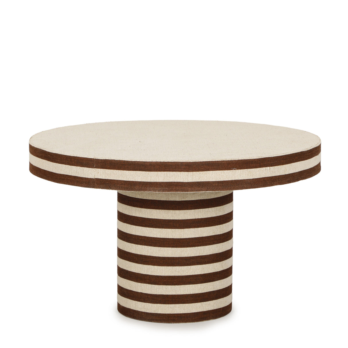 Lyra 30" Natural Striped Cotton Jute Designer Coffee Table by TOV Furniture at Eve Furniture