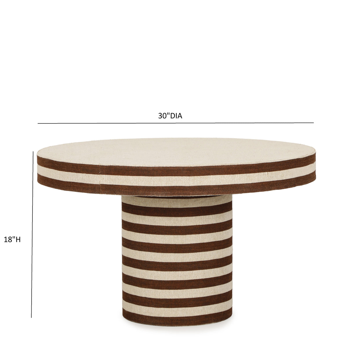 Lyra 30" Natural Striped Cotton Jute Designer Coffee Table by TOV Furniture at Eve Furniture