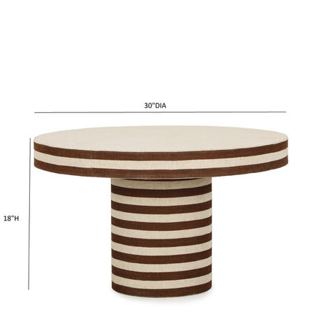 Lyra 30" Natural Striped Cotton Jute Designer Coffee Table by TOV Furniture at Eve Furniture