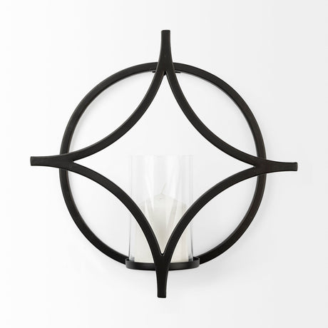 Lyra I Black Wall Candle Holder by Mercana at Eve Furniture