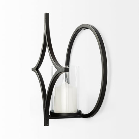 Lyra I Black Wall Candle Holder by Mercana at Eve Furniture
