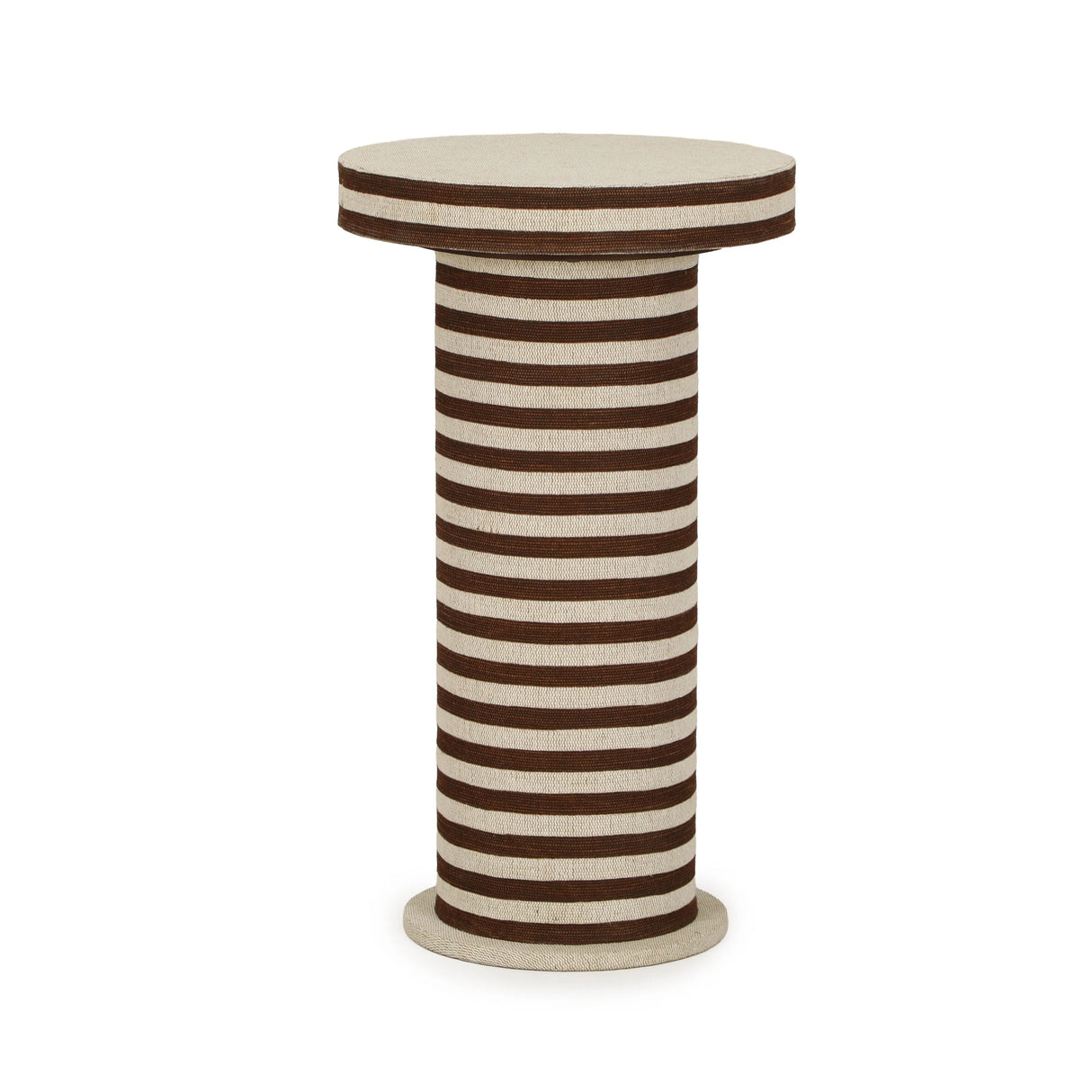 Lyra Natural Striped Cotton Jute Designer Side Table by TOV Furniture at Eve Furniture