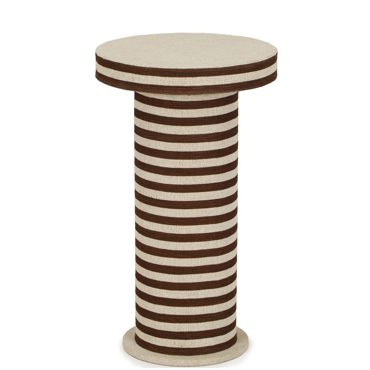 Lyra Natural Striped Cotton Jute Designer Side Table by TOV Furniture at Eve Furniture