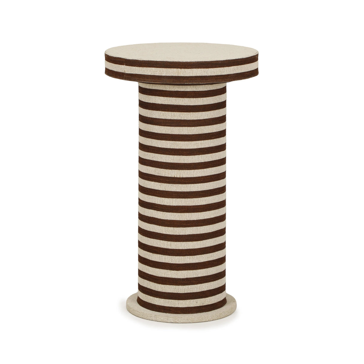 Lyra Natural Striped Cotton Jute Designer Side Table by TOV Furniture at Eve Furniture