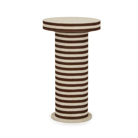 Lyra Natural Striped Cotton Jute Designer Side Table by TOV Furniture at Eve Furniture