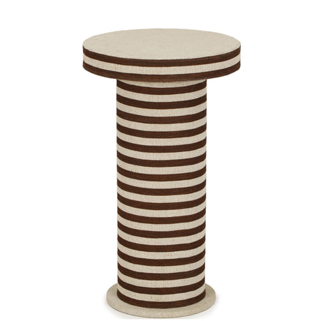 Lyra Natural Striped Cotton Jute Designer Side Table by TOV Furniture at Eve Furniture