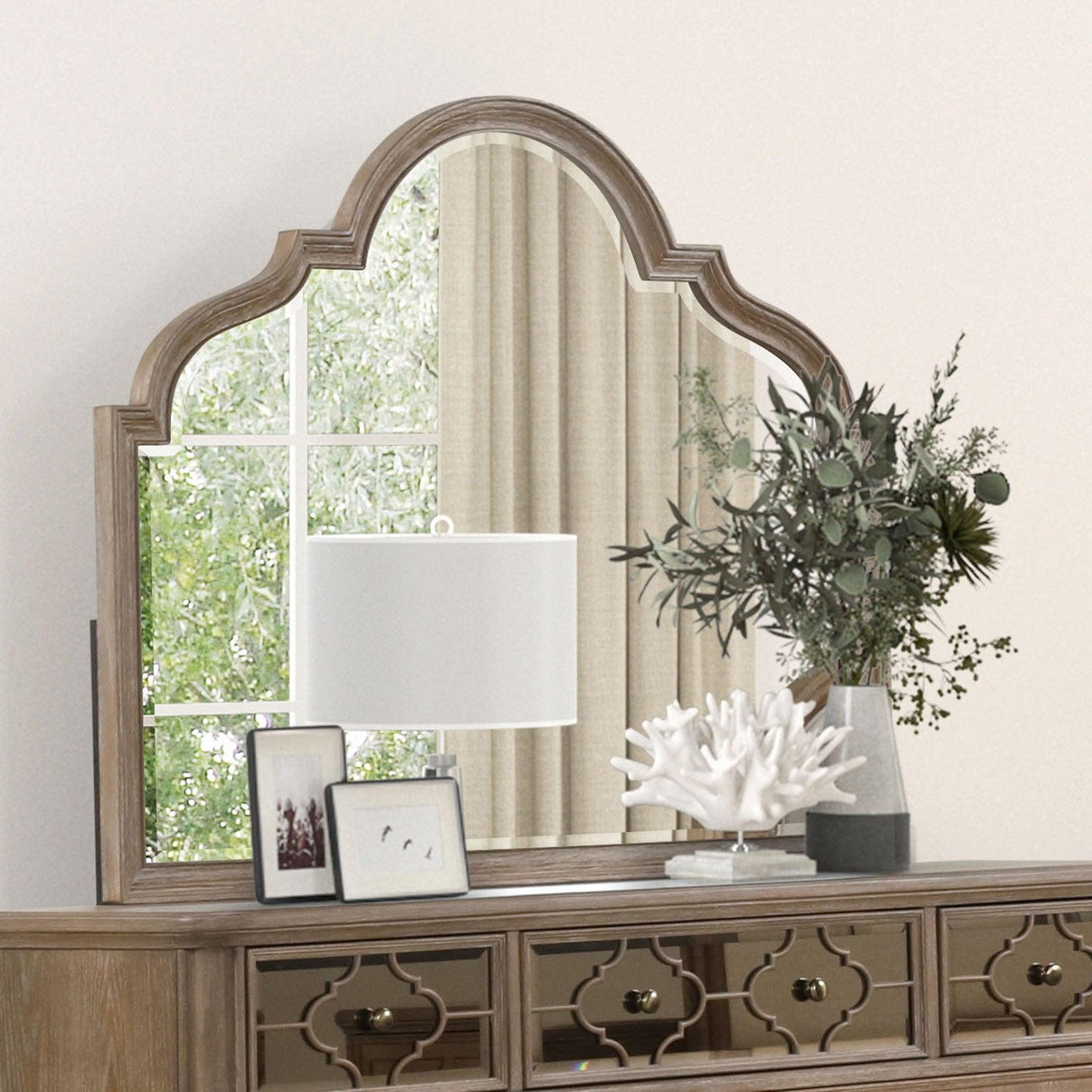 Lyris Rustic Oak Mirror by Furniture of America at Eve Furniture