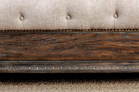 Lysandra Rustic Natural Tone/Beige Upholstered Queen Sleigh Bed by Furniture of America at Eve Furniture