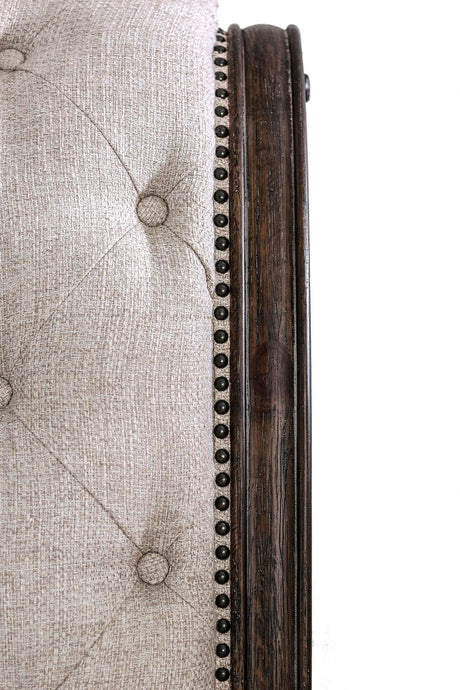 Lysandra Rustic Natural Tone/Beige Upholstered Queen Sleigh Bed by Furniture of America at Eve Furniture