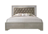 Lyssa Champagne King LED Upholstered Panel Bed by Crown Mark at Eve Furniture