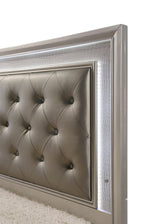 Lyssa Champagne LED Upholstered Panel Bedroom Set by Crown Mark at Eve Furniture