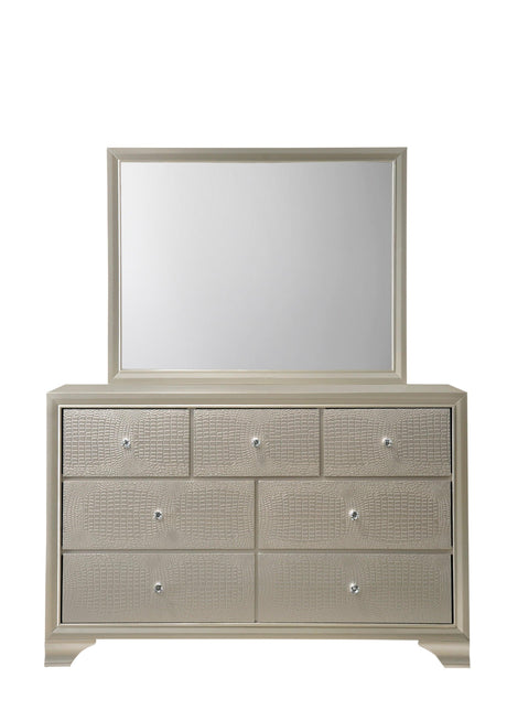 Lyssa Champagne LED Upholstered Panel Bedroom Set by Crown Mark at Eve Furniture