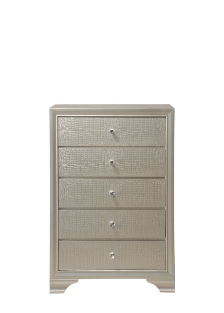 Lyssa Champagne LED Upholstered Panel Bedroom Set by Crown Mark at Eve Furniture