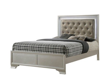 Lyssa Champagne LED Upholstered Panel Bedroom Set by Crown Mark at Eve Furniture