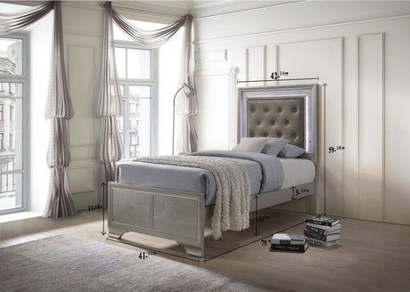 Lyssa Champagne LED Upholstered Panel Youth Bedroom Set by Crown Mark at Eve Furniture