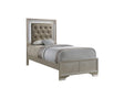 Lyssa Champagne Twin LED Upholstered Panel Bed by Crown Mark at Eve Furniture