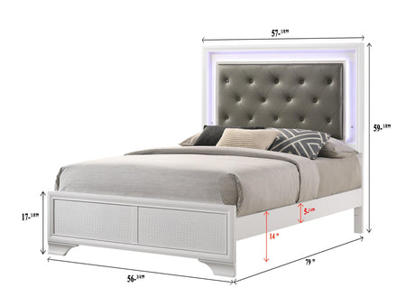 Lyssa Frost Full LED Upholstered Panel Bed by Crown Mark at Eve Furniture