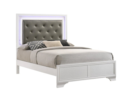 Lyssa Frost Full LED Upholstered Panel Bed by Crown Mark at Eve Furniture