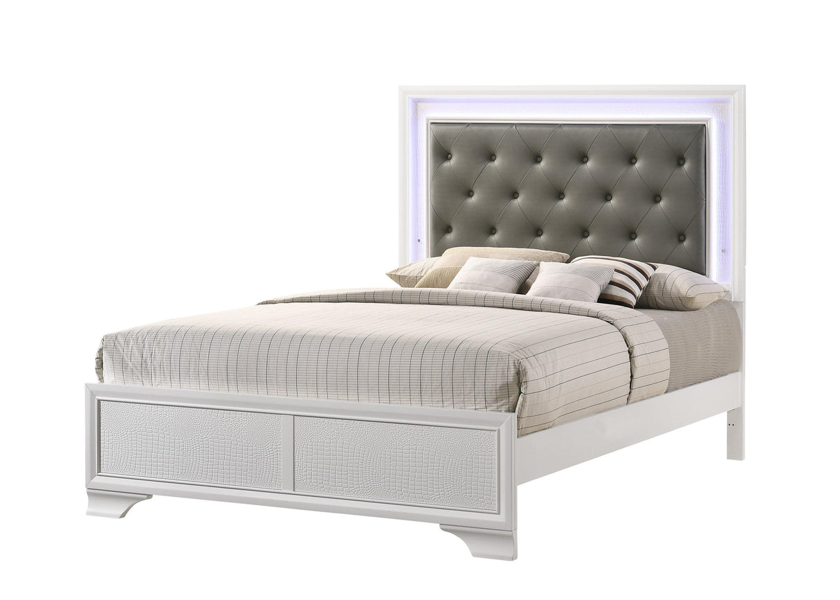 Lyssa Frost LED Upholstered Panel Bedroom Set by Crown Mark at Eve Furniture