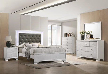 Lyssa Frost LED Upholstered Panel Bedroom Set by Crown Mark at Eve Furniture