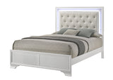 Lyssa Oat and Frost King LED Upholstered Panel Bed by Crown Mark at Eve Furniture