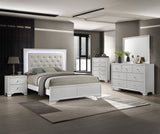 Lyssa Oat and Frost LED Upholstered Panel Bedroom Set by Crown Mark at Eve Furniture