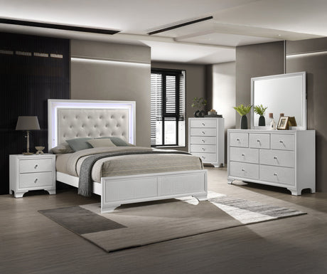 Lyssa Oat and Frost LED Upholstered Panel Youth Bedroom Set by Crown Mark at Eve Furniture