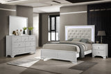 Lyssa Oat and Frost Queen LED Upholstered Panel Bed by Crown Mark at Eve Furniture
