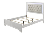 Lyssa Oat and Frost Queen LED Upholstered Panel Bed by Crown Mark at Eve Furniture