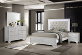 Lyssa Oat and Frost Twin LED Upholstered Panel Bed by Crown Mark at Eve Furniture
