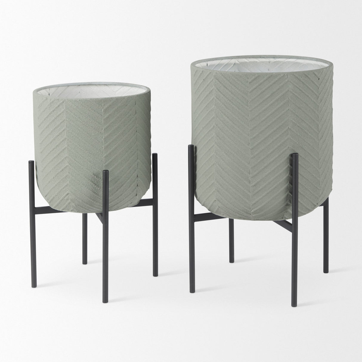 Mabel Set of Two 15.4 x 24.8 Green Top W/ Black Iron Base Plant Stands by Mercana at Eve Furniture