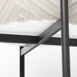 Mabel Set of Two Eggshell Metal Top W/ Black Iron Base Plant Stands by Mercana at Eve Furniture