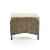 Mackay Beige/Natural Teak Ottoman by Furniture of America at Eve Furniture