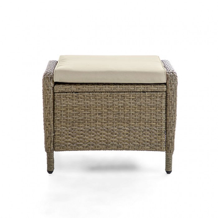 Mackay Beige/Natural Teak Ottoman by Furniture of America at Eve Furniture