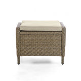 Mackay Beige/Natural Teak Ottoman by Furniture of America at Eve Furniture